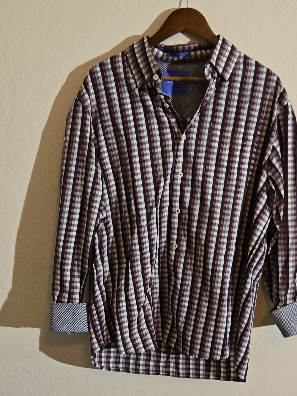Tommy Bahama Burgundy and White Checked Button-Down Shirt